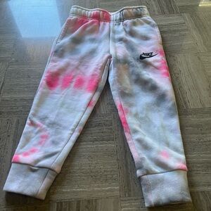 Nike Kids Sweatpants - Pink and White Tie-Dye